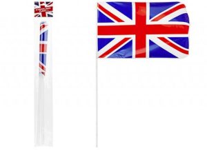 UNION JACK PLASTIC HAND FLAG WITH STICKS 12 X 8 INCH 4/PK