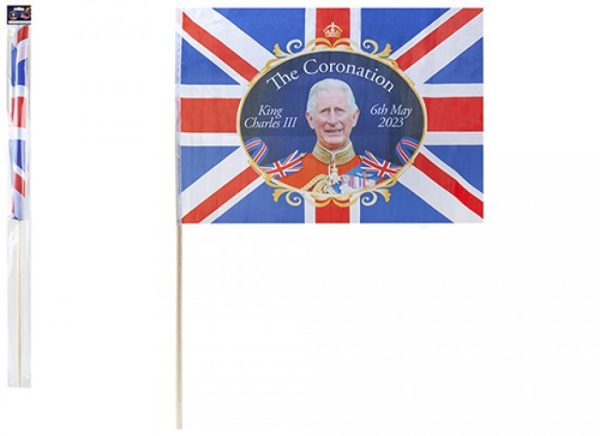 THE CORONATION UNION JACK WITH KING HAND FLAG 24 X 16 INCH