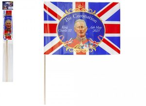 THE CORONATION UNION JACK WITH KING HAND FLAG 30 X 20CM 4/PK