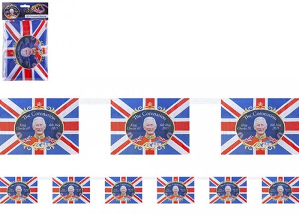 THE CORONATION UNION JACK WITH KING RAYON BUNTING 3.6M