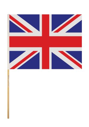 UNION JACK RAYON HAND FLAG WITH WOODEN STICKS 45 X 30CM Pack Of 12