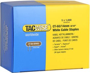 TACWISE CT-60/14MM DIVERGENT POINT WHITE CABLE TACKER STAPLES 5000 (5 X 1000 PACKS)