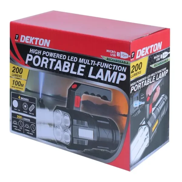 DEKTON RECHARGEABLE HIGH POWERED LED PORTABLE LAMP 200LUMENS