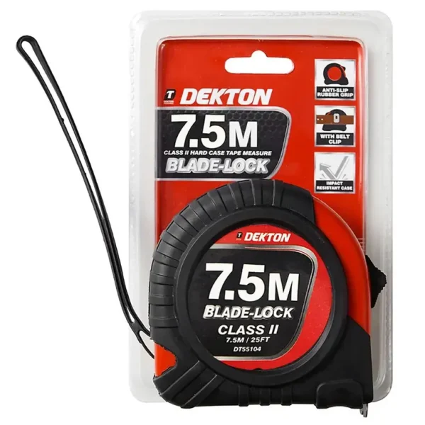 DEKTON HARDCASE BLADE LOCK TAPE MEASURE 25MM X 7.5M