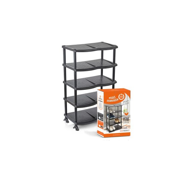 MARS 5 TIER PLASTIC SHOE RACK - BROWN