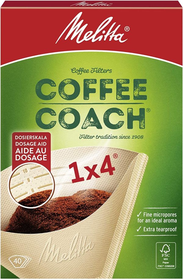 MELITTA COFFEE COACH COFFEE FILTER BROWN PAPER BAGS 1X 4 40/PK