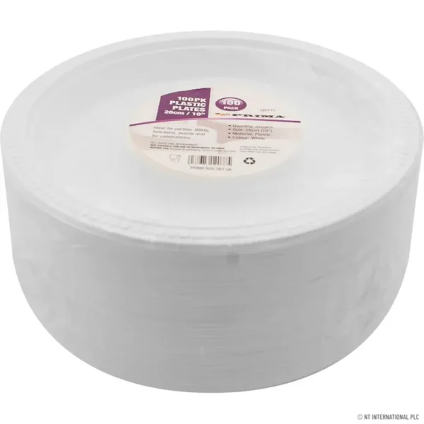 PRIMA PLASTIC DISPOSABLE PLATES 10" / 25CM PACK OF 100