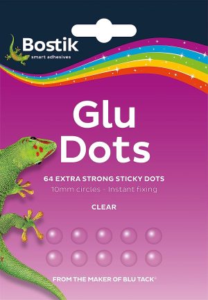 BOSTIK EXTRA STRONG CLEAR GLU STICKY DOTS 10MM Pack of 64