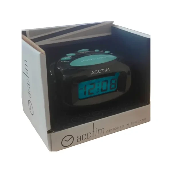 ACCTIM AURA LCD BLACK ALARM CLOCK