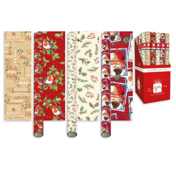 GIFTMAKER CUTE SANTA'S FRIEND CHRISTMAS GIFT WRAP 69CM X 7M