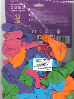 GLOBOS PAYASO COLOUR FUN GARLAND ARCH BALLOONS PACK OF 65