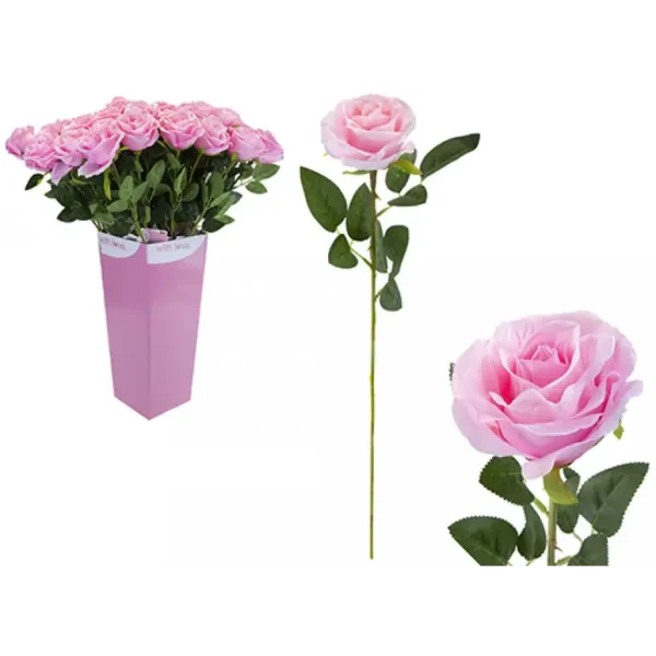 ARTIFICIAL SINGLE STEM PINK LOVE ROSE 63CM