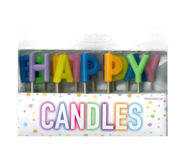 ASSORTED COLOUR HAPPY BIRTHDAY LETTER CANDLES