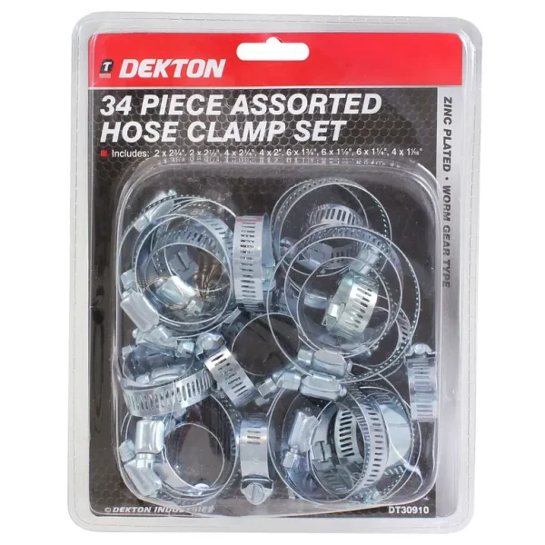 DEKTON ASSORTED ZINC PLATED HOSE CLAMP SET PACK OF 34