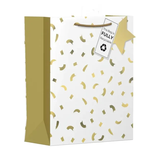 GIFTMAKER GOLD CONFETTI DESIGN GIFT BAG APX 20 X 30CM