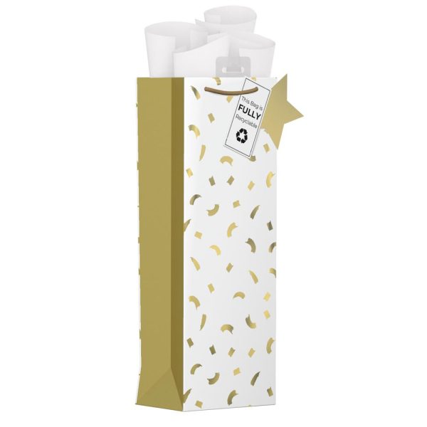 GIFTMAKER GOLD CONFETTI BOTTLE BAG APX 40X12 CM