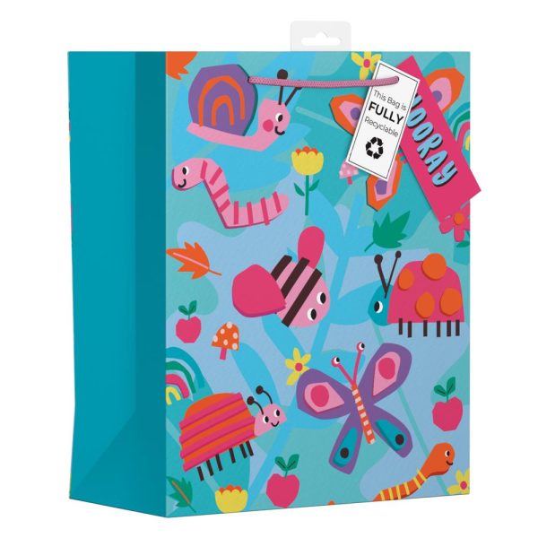 GIFTMAKER DECOUPAGE INSECTS LARGE GIFT BAGS APX 36 X 28 CM