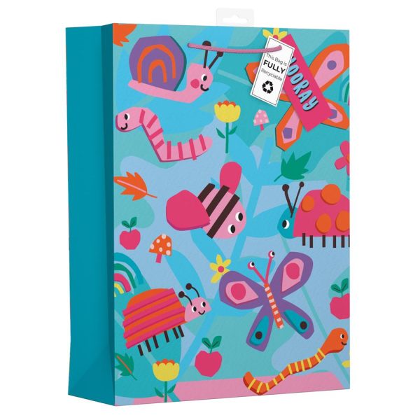 GIFTMAKER DECOUPAGE INSECTS DESIGN EXTRA LARGE GIFT BAGS APX 47 X 33 CM