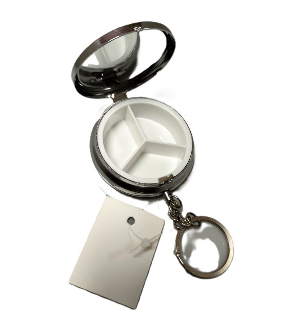 STAINLESS STEEL 3 COMPARTMENT PILL BOX KEYRING