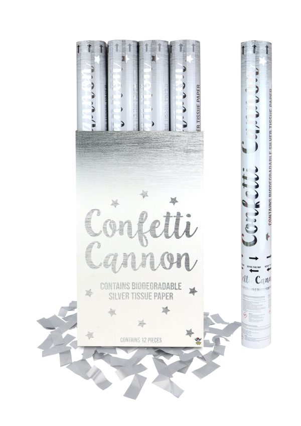 PARTY CANNON CONFETTI SHOOTERS 50CM - SILVER