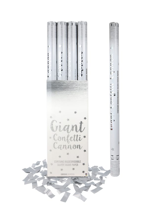 PARTY CANNON CONFETTI SHOOTERS 80CM - SILVER