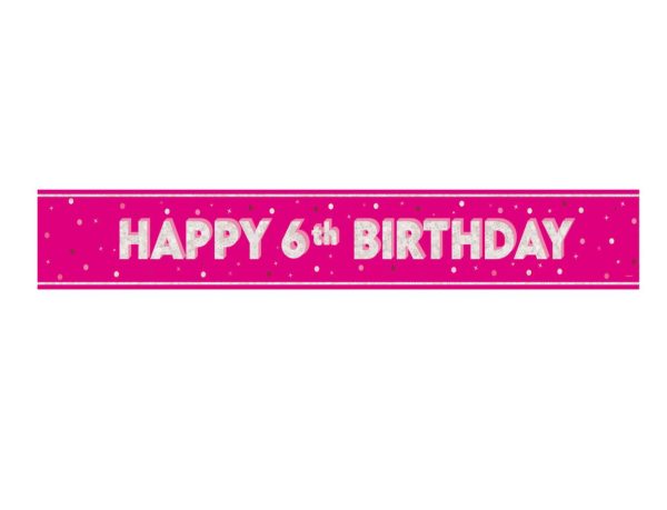 UNIQUE PARTY 6TH BIRTHDAY PRISM FLOORAL PARTY BANNER 9FT - PINK