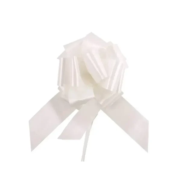 WHITE PULL BOWS RIBBONS 30MM PACK OF 10