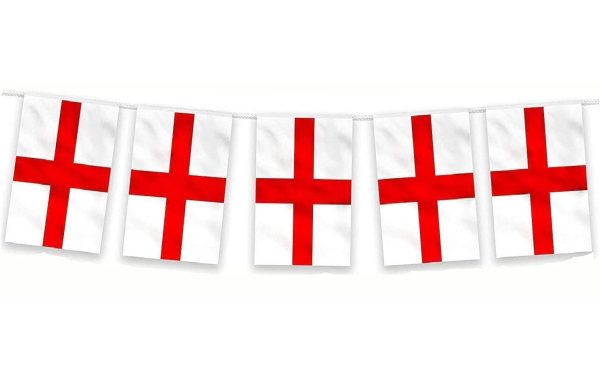 SHATCHI ENGLAND ST GEORGES FABRIC BUNTING BANNER 10PCS 3MTR