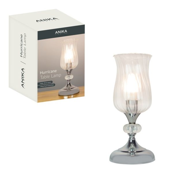 ANIKA HURRICANE TABLE LAMP IN CHROME 28CM