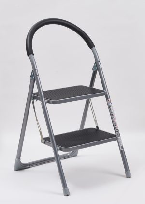 OURHOUSE 2 WIDE RUBBER TREAD STEEL STEP LADDER