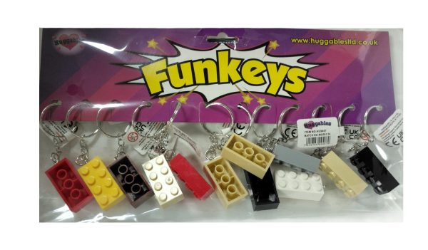 FUNKEYS ASSORTED COLOUR BUILDING BLOCK KEYRING Pack Of 12