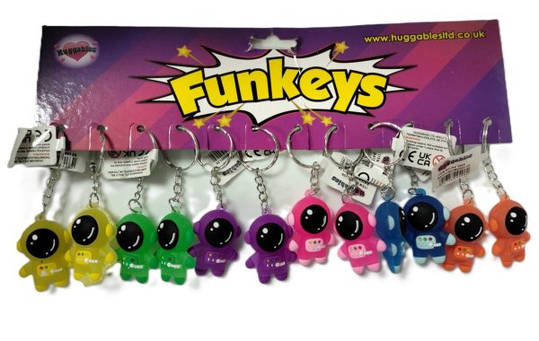 FUNKEYS ASSORTED COLOUR SPACEMAN KEYRING Pack of 12