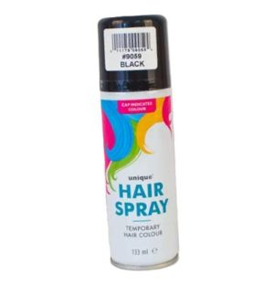 UNIQUE PARTY NEON BLACK GLITTER HAIR COLOUR SPRAYS 4.5OZ / 133ML
