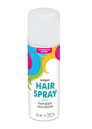UNIQUE PARTY NEON WHITE GLITTER HAIR COLOUR SPRAYS 4.5OZ / 133ML