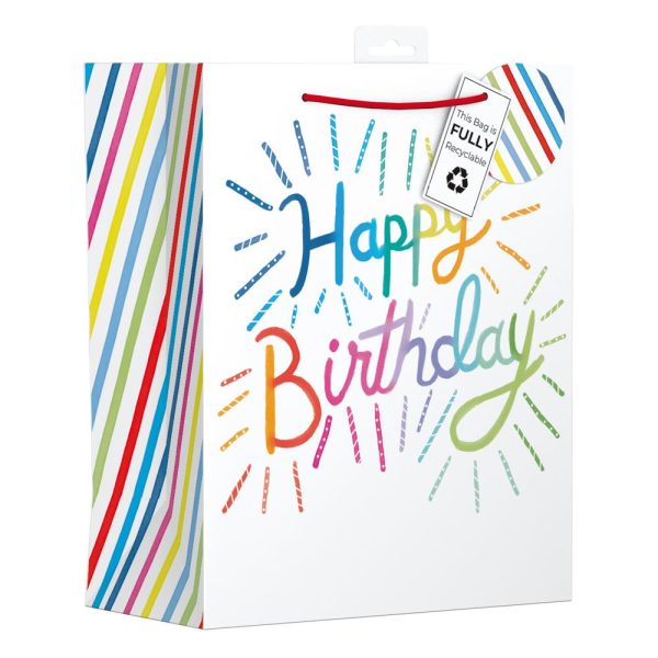 GIFTMAKER BRIGHT BIRTHDAY TEXT LARGE GIFT BAGS APX 36 X 28 CM