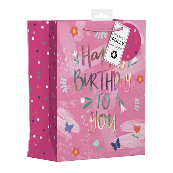 GIFTMAKER FEMALE BIRTHDAY TEXT MEDIUM GIFT BAGS APX 30 X 20 CM