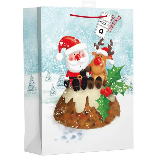 GIFTMAKER CHRISTAMS SANTA & REINDEER EXTRA LARGE GIFT BAGS APX 47 X 33 CM