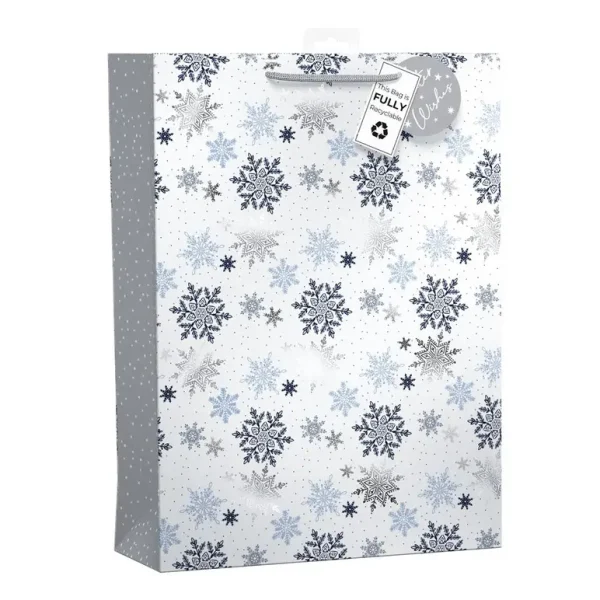 GIFTMAKER CHRISTAMS FALLING SNOWFLAKES EXTRA LARGE GIFT BAGS APX 47 X 33 CM