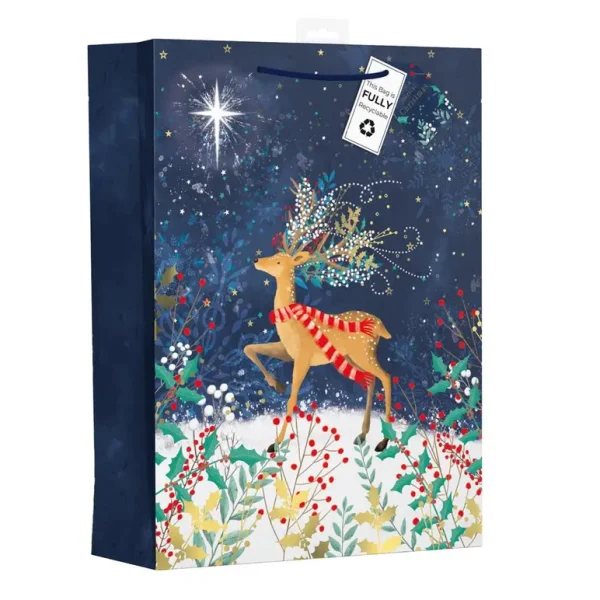 GIFTMAKER CHRISTAMS WHIMSICAL REINDEER EXTRA LARGE GIFT BAGS APX 47 X 33 CM