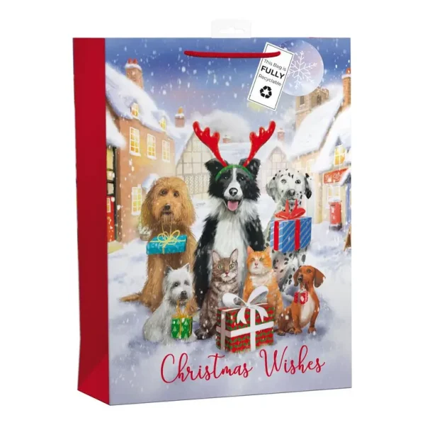 GIFTMAKER CHRISTMAS PETS EXTRA LARGE GIFT BAGS APX 47 X 33 CM