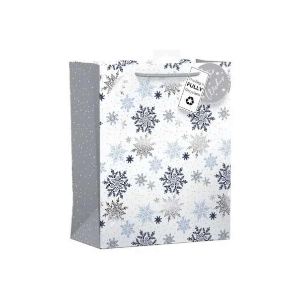 GIFTMAKER CHRISTAMS FALLING SNOWFLAKES LARGE GIFT BAGS APX 36 X 28CM