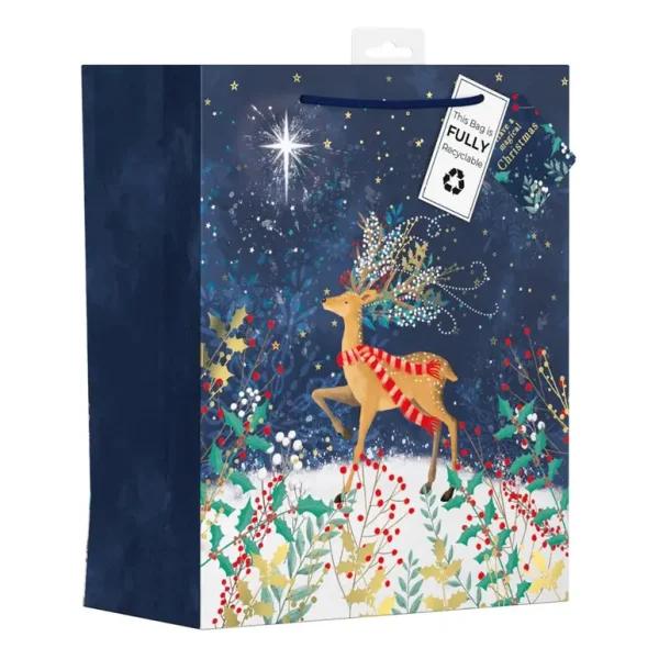 GIFTMAKER CHRISTAMS WHIMSICAL REINDEER LARGE GIFT BAGS APX 36 X 28CM