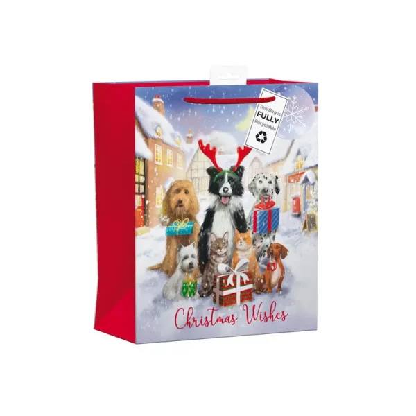 GIFTMAKER CHRISTMAS PETS LARGE GIFT BAGS APX 36 X 28CM