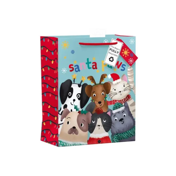 GIFTMAKER CHRISTAMS SANTA PAWS LARGE GIFT BAGS APX 36 X 28CM