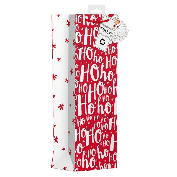 GIFTMAKER SANTA TEXT BOTTLE BAG APX 40X12 CM