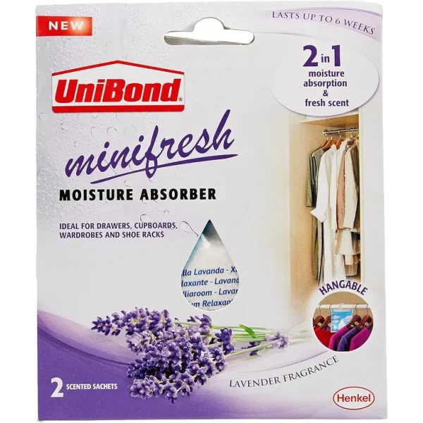 UNIBOND MINI FRESH MOISTURE ABSORBER SACHET LAVENDER PACK OF 2