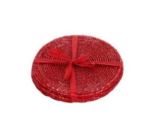 4 RED BEAD COASTERS