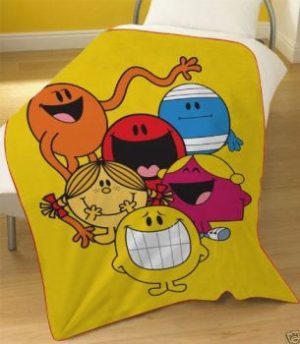 MR MEN MISS YELLOW FLEECE BLANKET THROW NEW