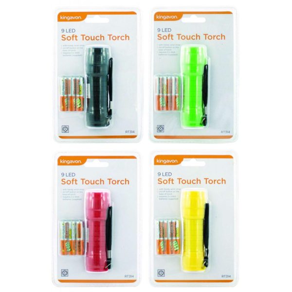 KINGAVON 9 LED SOFT TOUCH TORCH WITH BATTERIES