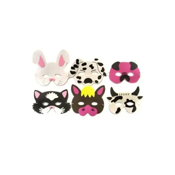 PACK OF 6 FARM ANIMAL FOAM FACE MASKS